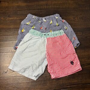 Boys XS (4-5) U.S. Polo Assn Swim Trunks Stripes Sailboats Swimsuit Mesh‎ Lining